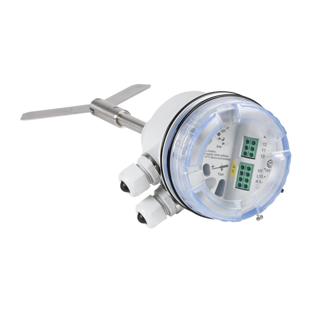 PLS-4P-1-24D-HAZ - ProSense rotating paddle bulk solids level switch, 100mm insertion length, 1-1/4in male NPT process connection, (1) SPDT relay, 20-28 VDC operating voltage. Hinged paddle included. Hazardous location rated.