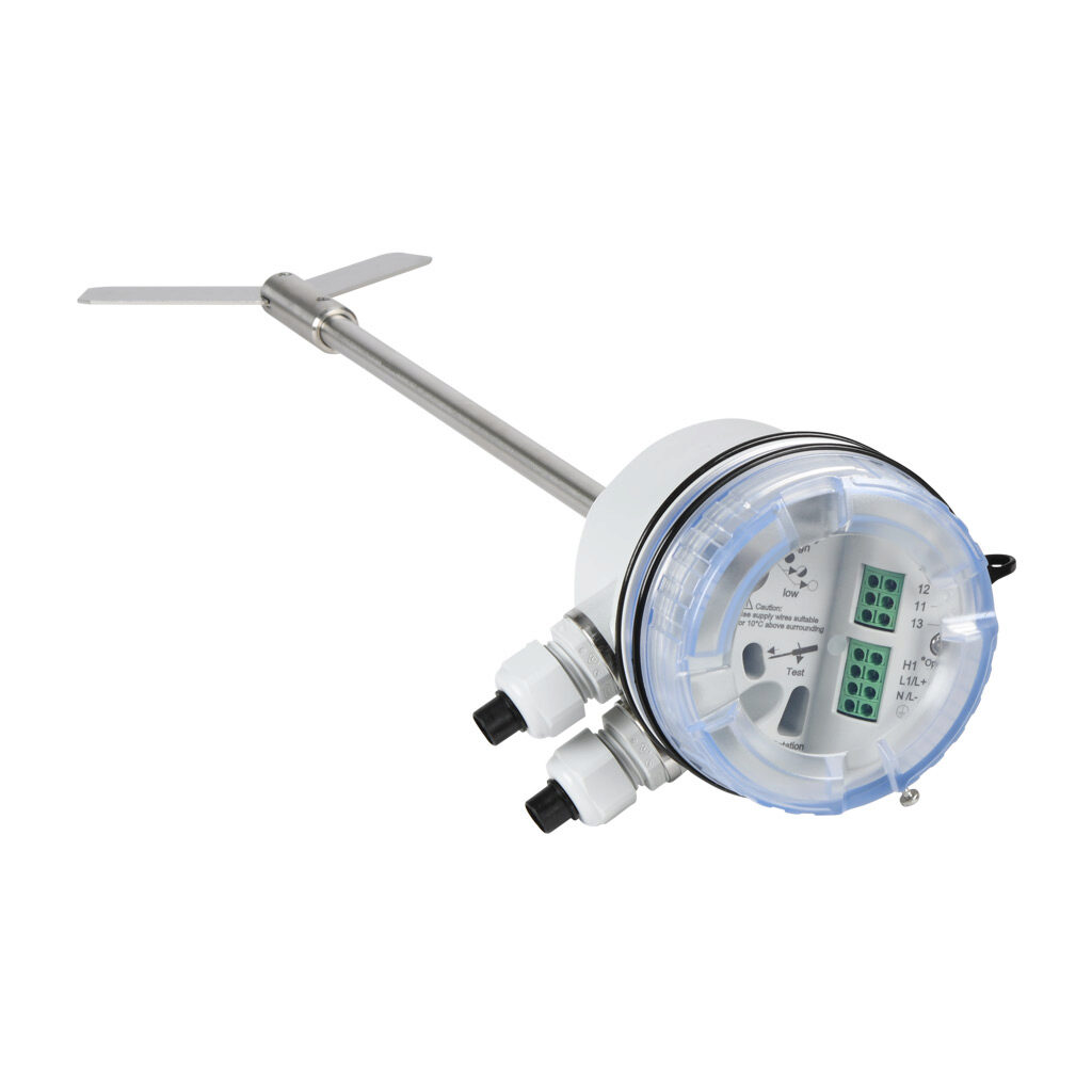 PLS-4P-3-230 - ProSense rotating paddle bulk solids level switch, 300mm insertion length, 1-1/4in male NPT process connection, (1) SPDT relay, 230 VAC operating voltage. Hinged paddle included.