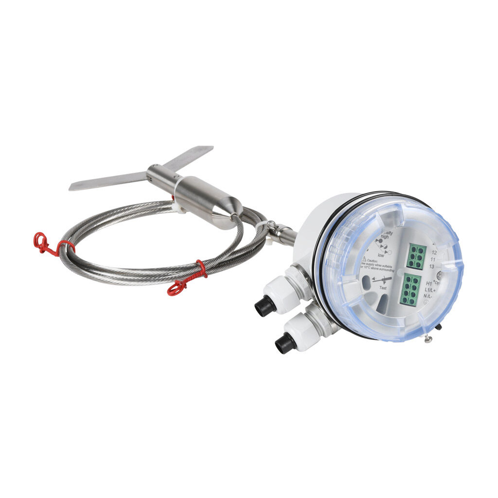 PLS-4P-R-115 - ProSense rotating paddle bulk solids level switch, 2000mm rope insertion length, 1-1/4in male NPT process connection, (1) SPDT relay, 115 VAC operating voltage. Hinged paddle included.