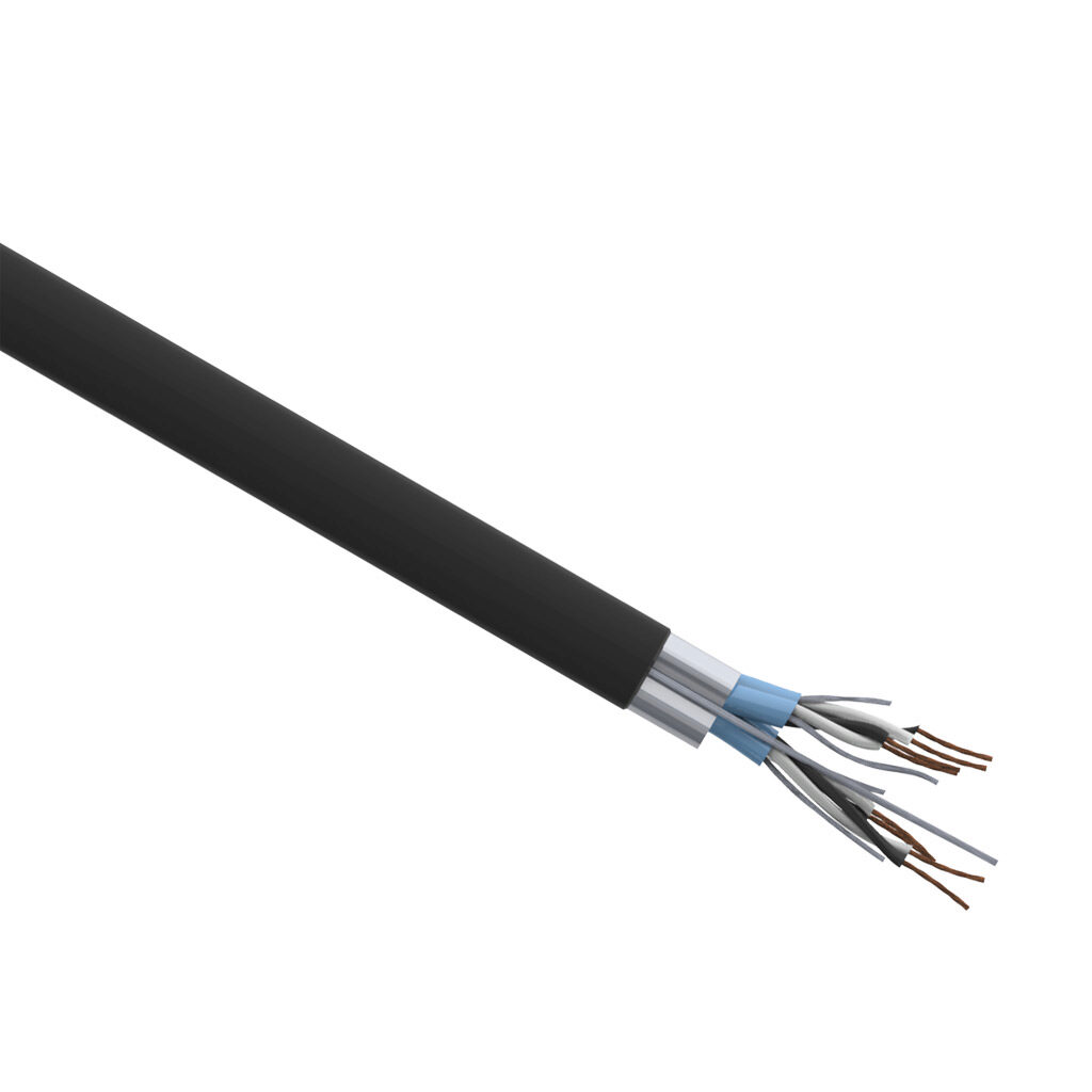PLTC-18-4SS-1 - Quabbin instrumentation cable, individual and overall shielded, PLTC and ITC, 300V, 4 twisted pairs, 18 AWG, PVC conductor insulation material, black and white numbered pairs, PVC jacket, black, cut to length.