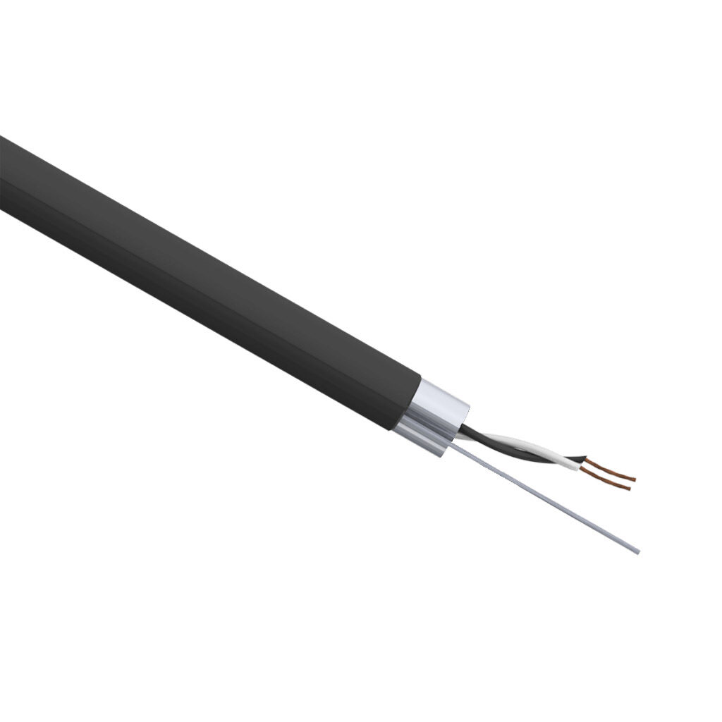 PLTC3-20-1S-1 - Quabbin instrumentation cable, overall shielded, PLTC, 300V, 1 twisted pair, 20 AWG, PVC conductor insulation material, black and white numbered pairs, PVC jacket, black, cut to length.