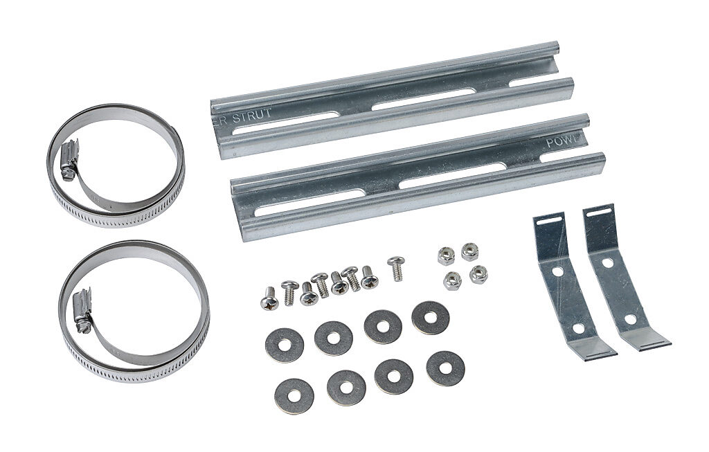 PMKG-1210-P10 - Integra pole mounting kit, accommodates 9-1/2 to 12in pole diameter, galvanized steel components and zinc-plated steel fasteners. For use with 10in wide Premium series polycarbonate enclosures.