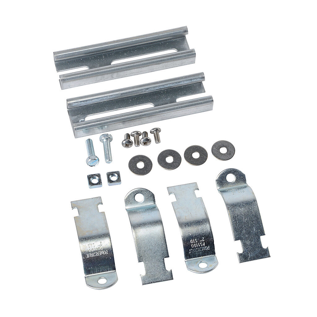 PMKG-26-P10 - Integra pole mounting kit, accommodates 2in pole diameter, galvanized steel components and zinc-plated steel fasteners. For use with 6in wide Premium series polycarbonate enclosures.