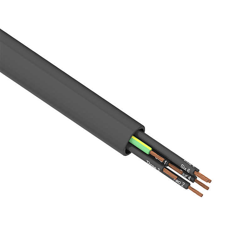 PMTC-12U-7BK-1 - Southwire flexible power/control cable, unshielded, 7 conductors (includes ground), 12 AWG, bare copper, PVC/Nylon conductor insulation material, black with white numbers and green/yellow ground, TPE jacket, black, cut to length.