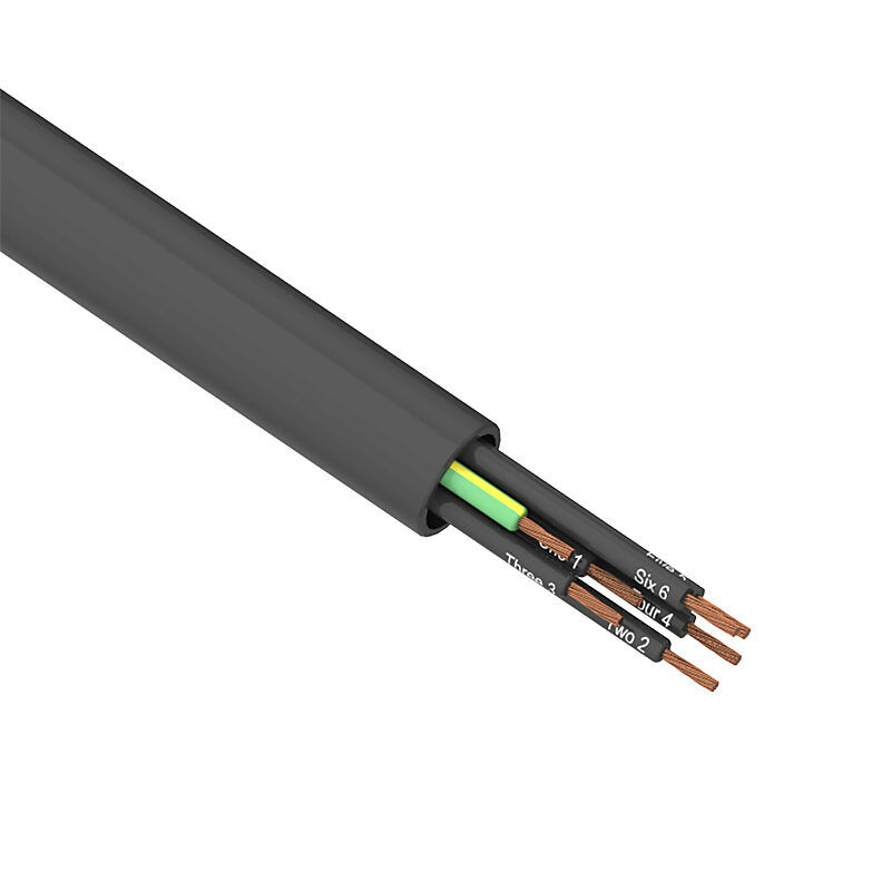 PMTC-18U-7BK-1 - Southwire flexible power/control cable, unshielded, 7 conductors (includes ground), 18 AWG, bare copper, PVC/Nylon conductor insulation material, black with white numbers and green/yellow ground, TPE jacket, black, cut to length.