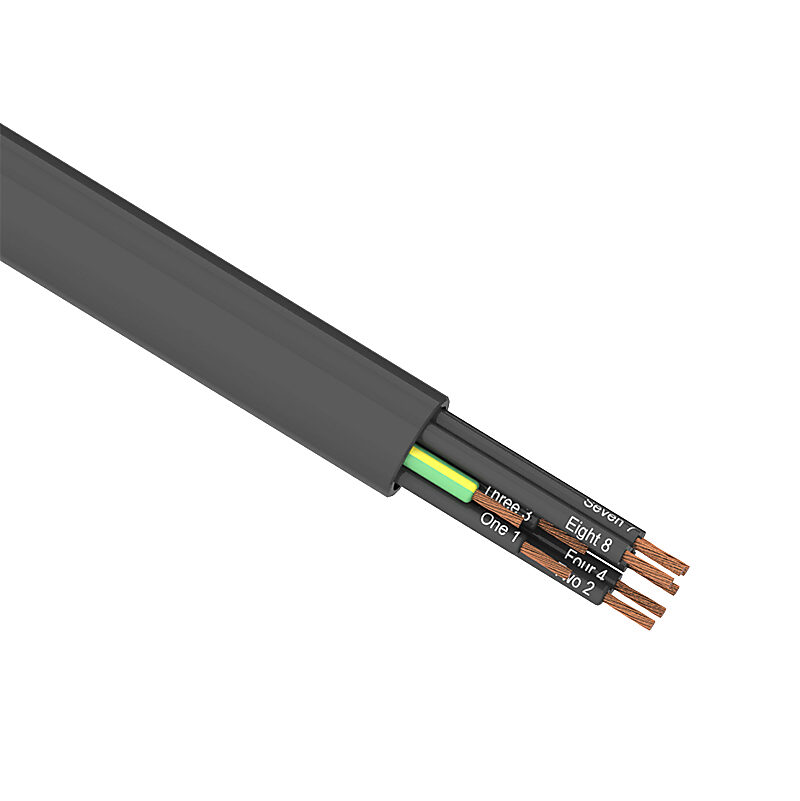 PMTC-18U-9BK-1 - Southwire flexible power/control cable, unshielded, 9 conductors (includes ground), 18 AWG, bare copper, PVC/Nylon conductor insulation material, black with white numbers and green/yellow ground, TPE jacket, black, cut to length.