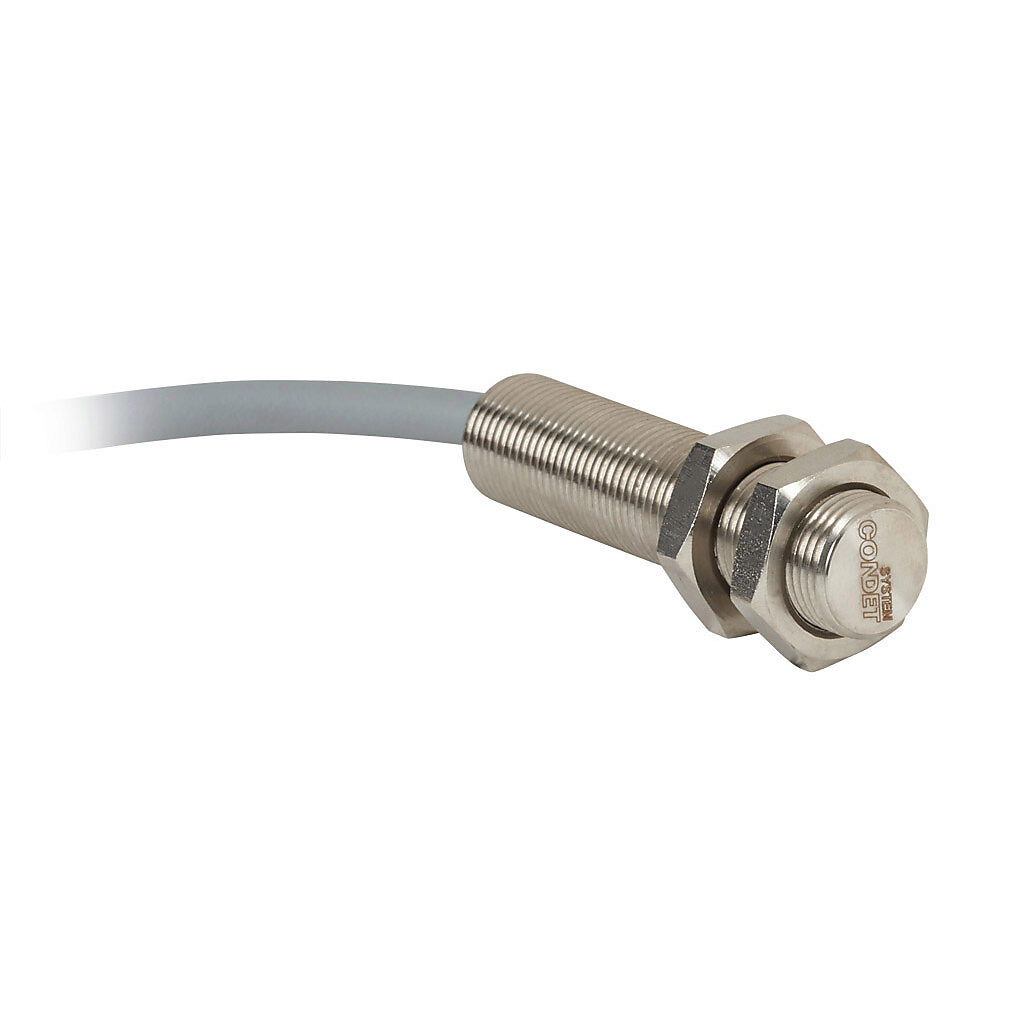 PMW-AN-5A - AutomationDirect inductive proximity sensor, tubular, 12mm diameter x 50mm body, stainless steel housing, NPN, N.O. output, 6mm sensing distance, flush, 400 Hz switching frequency, IP68, pigtail.