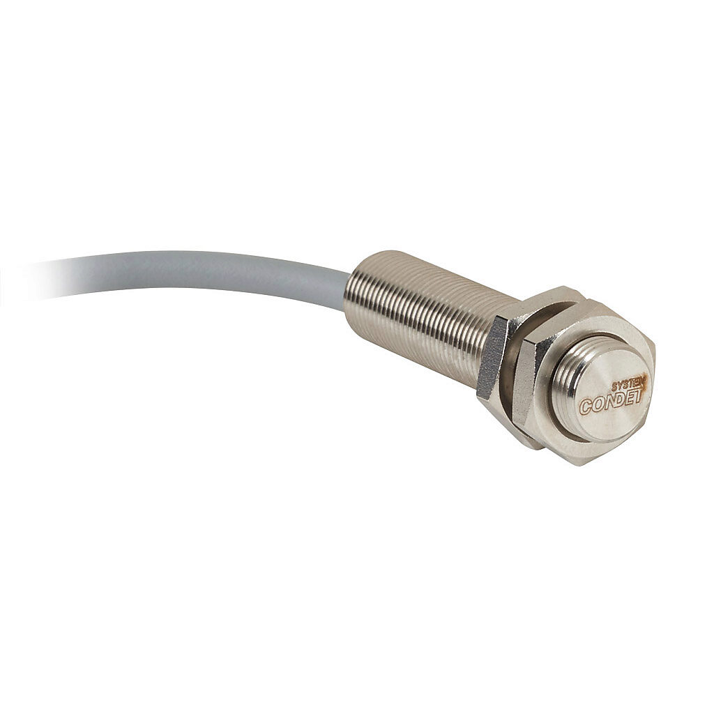 PMW-AP-5A - AutomationDirect inductive proximity sensor, tubular, 12mm diameter x 50mm body, stainless steel housing, PNP, N.O. output, 6mm sensing distance, flush, 400 Hz switching frequency, IP68, pigtail.