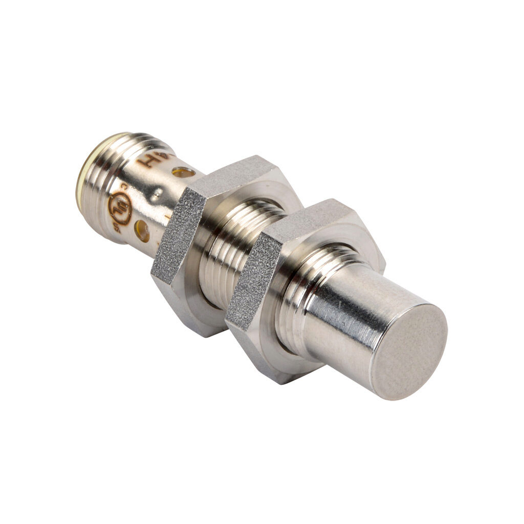 PMW2-AP-4H - ProSense inductive proximity sensor, tubular, 12mm diameter x 45mm body, stainless steel housing, PNP, N.O. output, 6mm sensing distance, non-flush, 250 Hz switching frequency, IP65 IP66 IP67 IP68 IP69K, 4-pin M12 quick-disconnect.