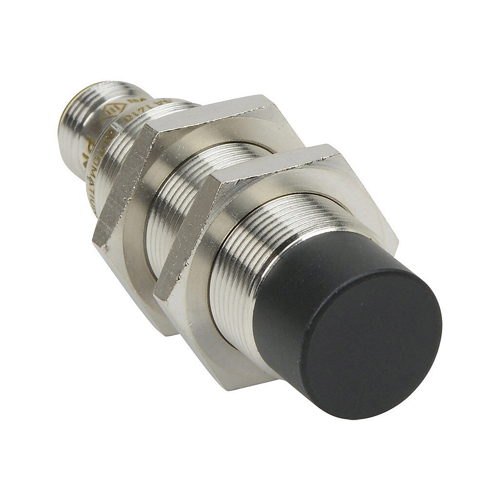 PNK-AN-4H - AutomationDirect inductive proximity sensor, tubular, 18mm diameter x 60mm body, bronze-plated brass housing, NPN, N.O. output, 12mm sensing distance, non-flush, 300 Hz switching frequency, IP65 IP66 IP67 IP68 IP69K, 4-pin M12 quick-di...