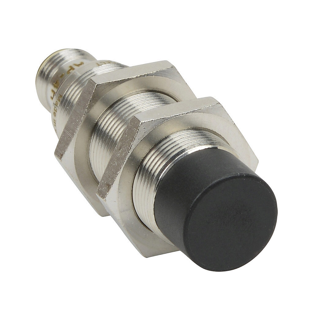 PNK-AP-4H - AutomationDirect inductive proximity sensor, tubular, 18mm diameter x 60mm body, bronze-plated brass housing, PNP, N.O. output, 12mm sensing distance, non-flush, 300 Hz switching frequency, IP65 IP66 IP67 IP68 IP69K, 4-pin M12 quick-di...