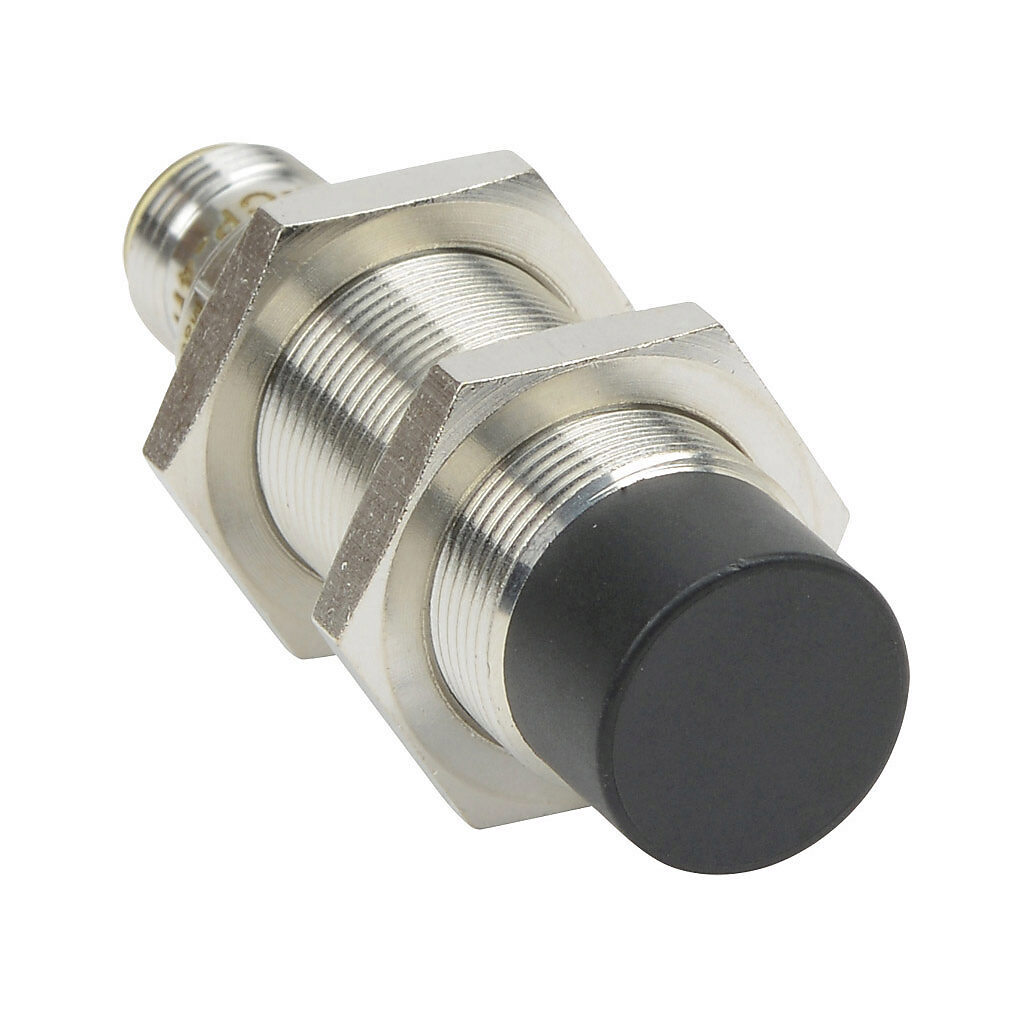 PNK-CP-4H - AutomationDirect inductive proximity sensor, tubular, 18mm diameter x 60mm body, bronze-plated brass housing, PNP, N.C. output, 12mm sensing distance, non-flush, 300 Hz switching frequency, IP65 IP66 IP67 IP68 IP69K, 4-pin M12 quick-di...
