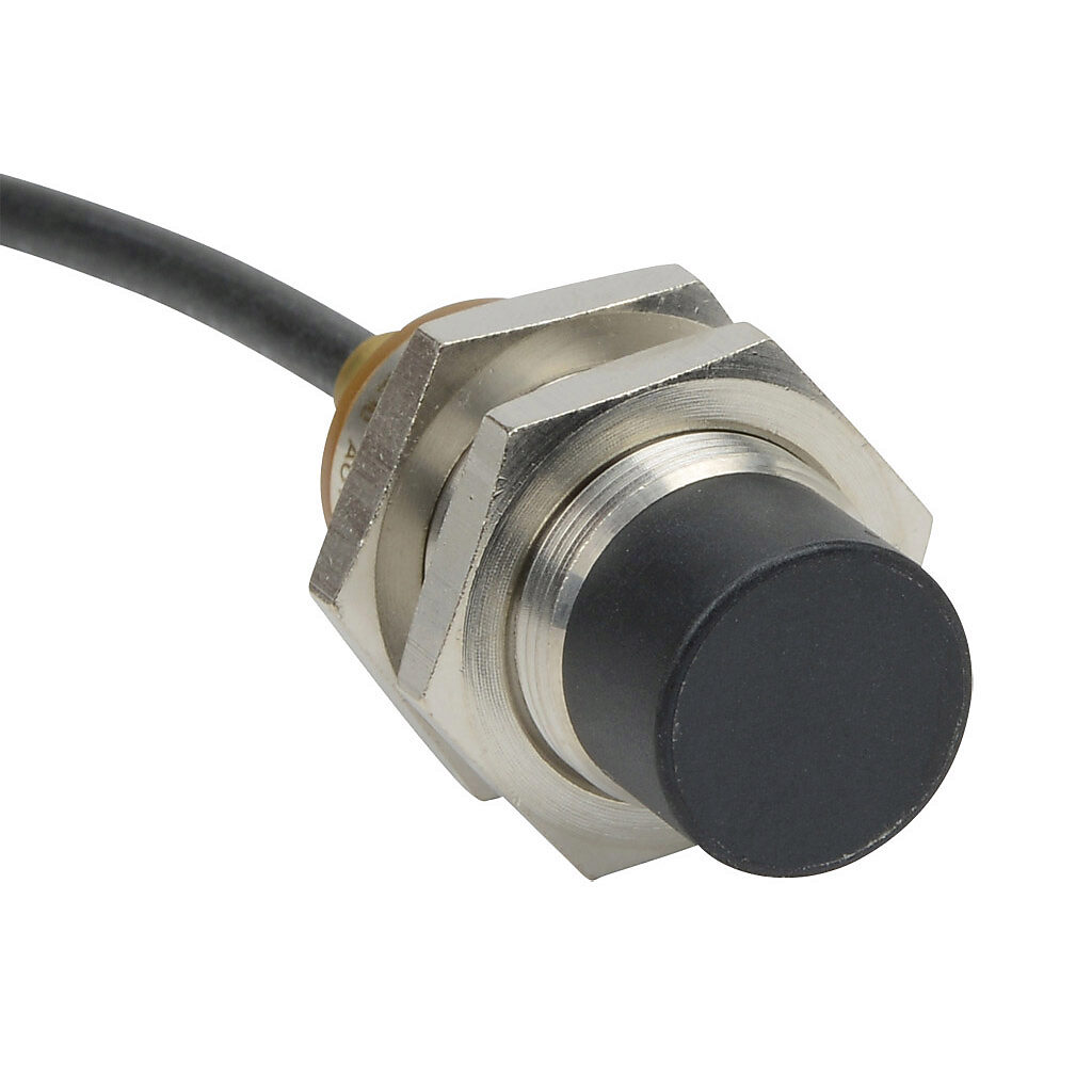 PNK6-AN-4A - AutomationDirect inductive proximity sensor, tubular, 18mm diameter x 45mm body, bronze-plated brass housing, NPN, N.O. output, 12mm sensing distance, non-flush, 300 Hz switching frequency, IP65 IP66 IP67 IP68 IP69K, pigtail.