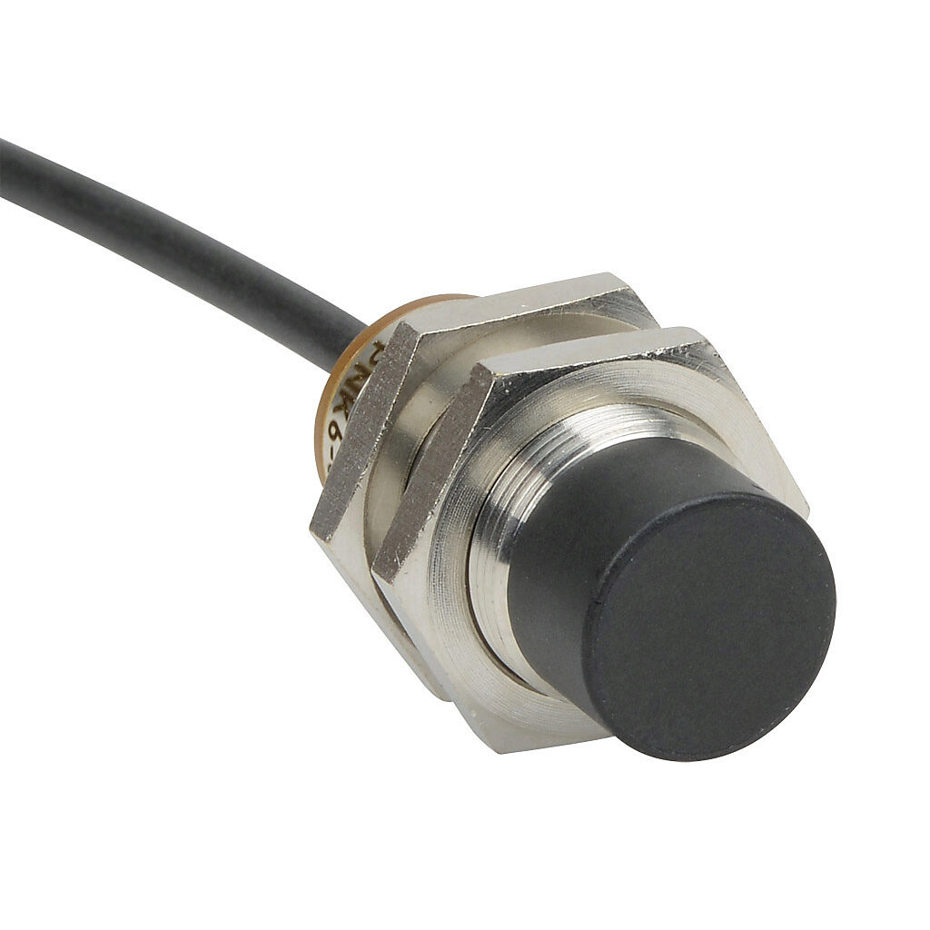 PNK6-CN-4A - AutomationDirect inductive proximity sensor, tubular, 18mm diameter x 45mm body, bronze-plated brass housing, NPN, N.C. output, 12mm sensing distance, non-flush, 300 Hz switching frequency, IP65 IP66 IP67 IP68 IP69K, pigtail.