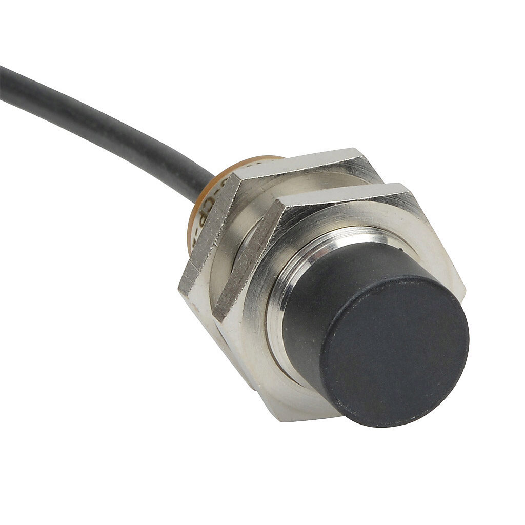 PNK6-CP-4A - AutomationDirect inductive proximity sensor, tubular, 18mm diameter x 45mm body, bronze-plated brass housing, PNP, N.C. output, 12mm sensing distance, non-flush, 300 Hz switching frequency, IP65 IP66 IP67 IP68 IP69K, pigtail.