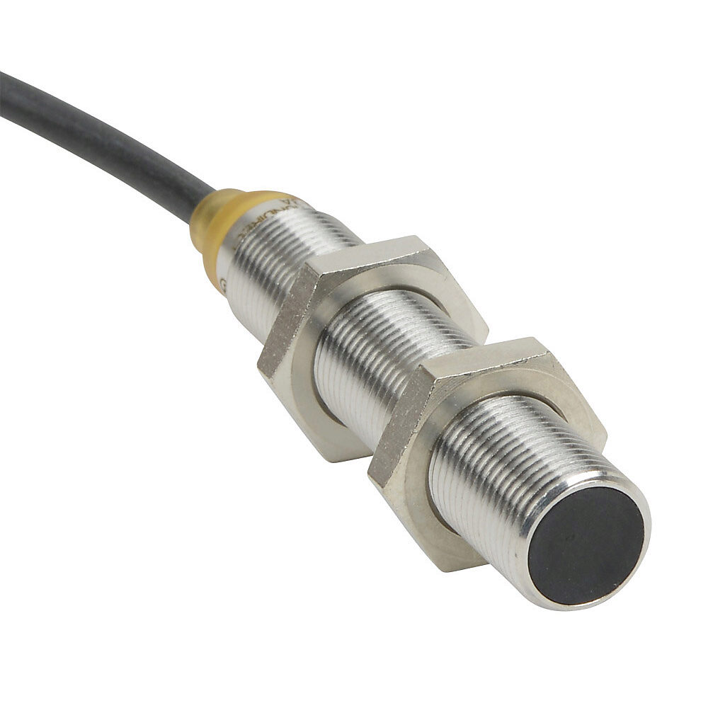 PNM-AN-3A - AutomationDirect inductive proximity sensor, tubular, 12mm diameter x 65mm body, bronze-plated brass housing, NPN, N.O. output, 4mm sensing distance, flush, 700 Hz switching frequency, IP65 IP66 IP67 IP68 IP69K, pigtail.