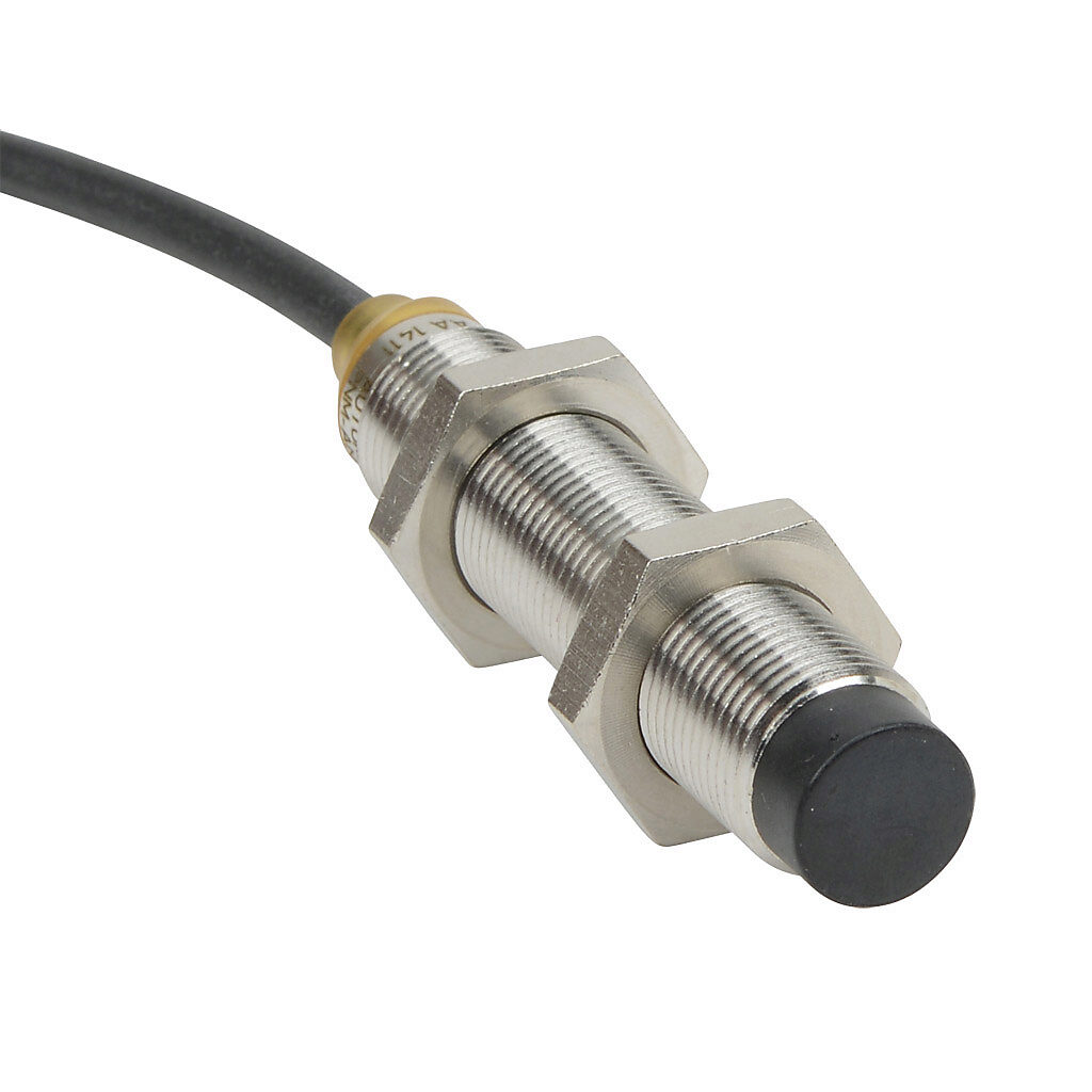 PNM-AN-4A - AutomationDirect inductive proximity sensor, tubular, 12mm diameter x 65mm body, bronze-plated brass housing, NPN, N.O. output, 7mm sensing distance, non-flush, 700 Hz switching frequency, IP65 IP66 IP67 IP68 IP69K, pigtail.