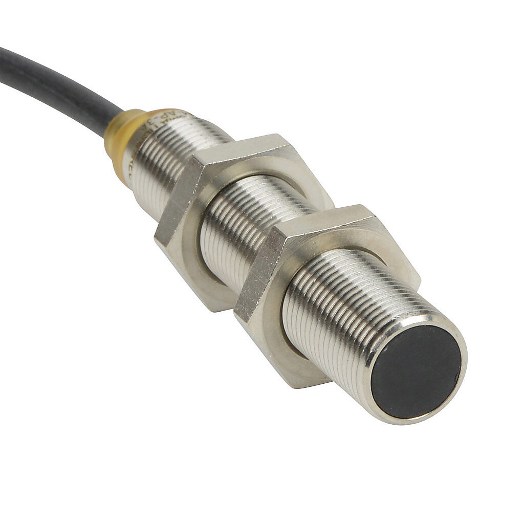 PNM-AP-3A - AutomationDirect inductive proximity sensor, tubular, 12mm diameter x 65mm body, bronze-plated brass housing, PNP, N.O. output, 4mm sensing distance, flush, 700 Hz switching frequency, IP65 IP66 IP67 IP68 IP69K, pigtail.