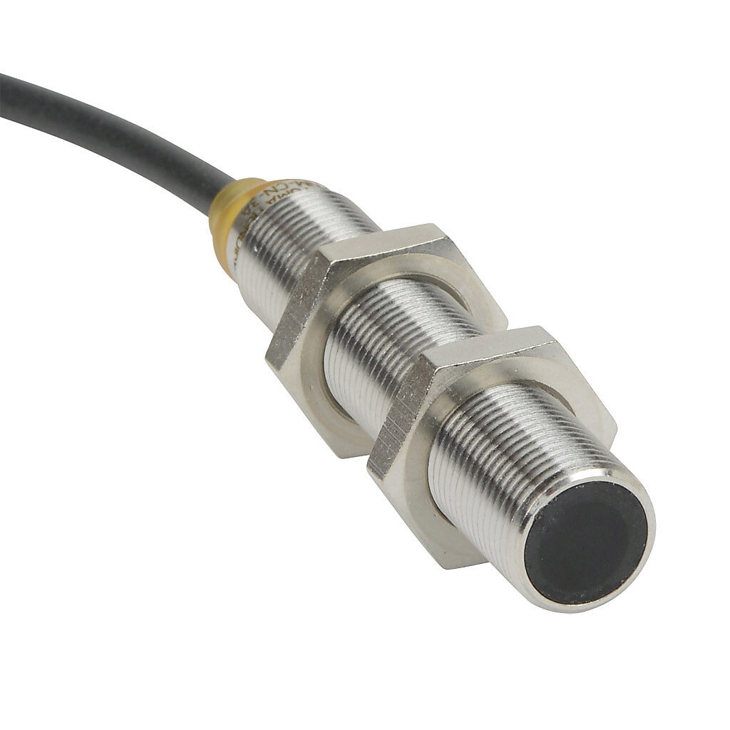 PNM-CN-3A - AutomationDirect inductive proximity sensor, tubular, 12mm diameter x 65mm body, bronze-plated brass housing, NPN, N.C. output, 4mm sensing distance, flush, 700 Hz switching frequency, IP65 IP66 IP67 IP68 IP69K, pigtail.