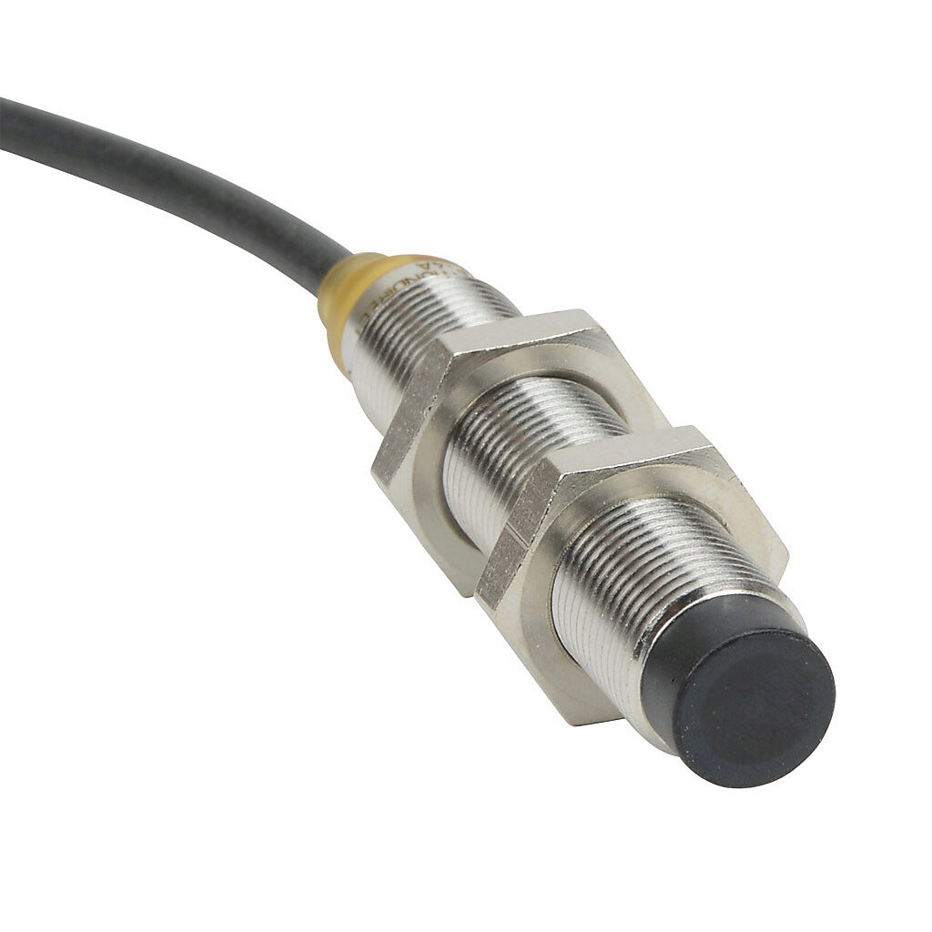 PNM-CP-4A - AutomationDirect inductive proximity sensor, tubular, 12mm diameter x 65mm body, bronze-plated brass housing, PNP, N.C. output, 7mm sensing distance, non-flush, 700 Hz switching frequency, IP65 IP66 IP67 IP68 IP69K, pigtail.