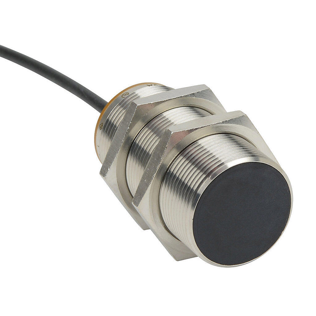 PNT-AP-3A - AutomationDirect inductive proximity sensor, tubular, 30mm diameter x 65mm body, bronze-plated brass housing, PNP, N.O. output, 15mm sensing distance, flush, 100 Hz switching frequency, IP65 IP66 IP67 IP68 IP69K, pigtail.