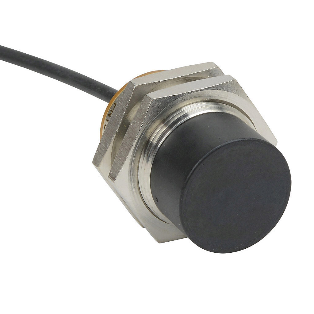 PNT6-AN-4A - AutomationDirect inductive proximity sensor, tubular, 30mm diameter x 50mm body, bronze-plated brass housing, NPN, N.O. output, 22mm sensing distance, non-flush, 100 Hz switching frequency, IP65 IP66 IP67 IP68 IP69K, pigtail.