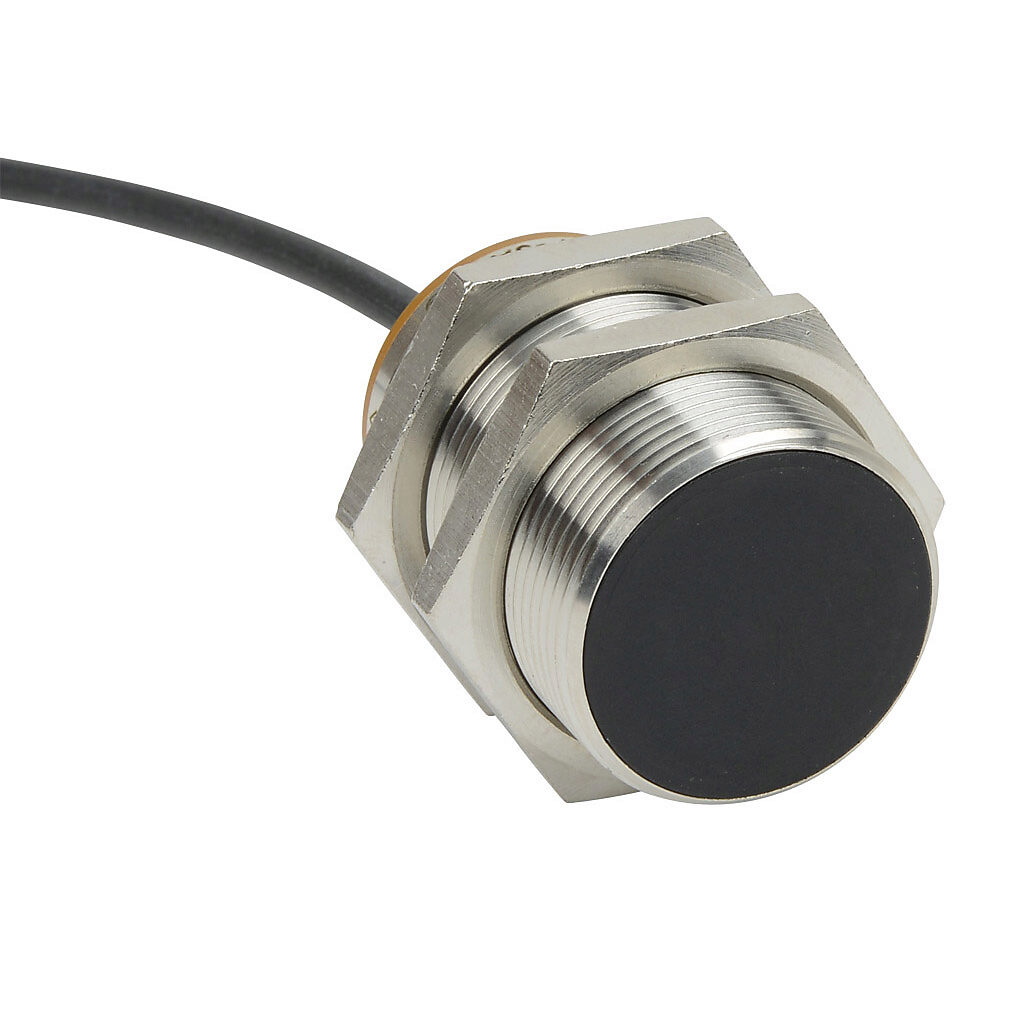 PNT6-AP-3A - AutomationDirect inductive proximity sensor, tubular, 30mm diameter x 50mm body, bronze-plated brass housing, PNP, N.O. output, 15mm sensing distance, flush, 100 Hz switching frequency, IP65 IP66 IP67 IP68 IP69K, pigtail.