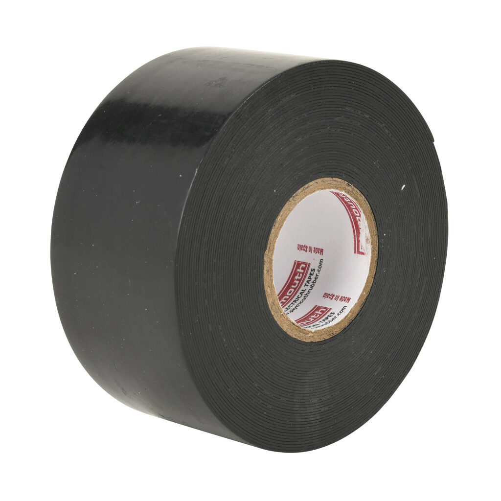 PR-2214-1 - Plymouth Rubber L969 rubber electrical tape, 2in x 30ft, 69 kV, self-amalgamating, black.