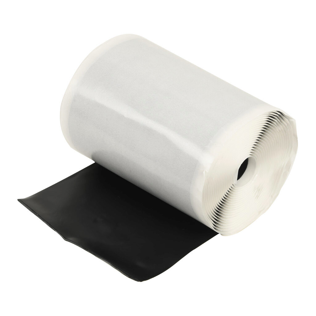 PR-2609-1 - Plymouth Rubber VM mastic electrical tape, 4in x 10ft, 600V, self-amalgamating, with liner, black.