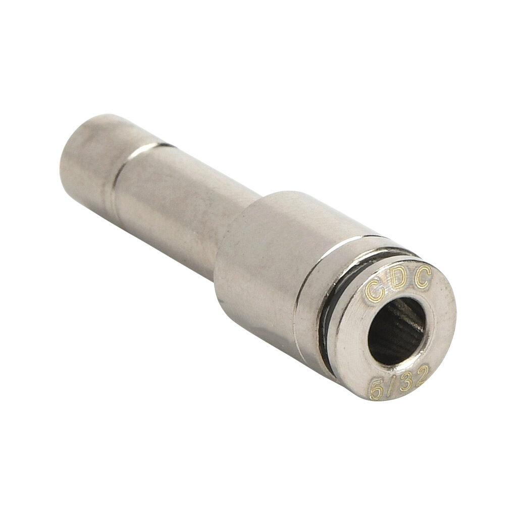 PR14-532-B - NITRA pneumatic push-to-connect fitting, plug-in reducer, nickel-plated brass body, (1) 1/4in plug-in to (1) 5/32in (4mm) push-to-connect. Package of 5.
