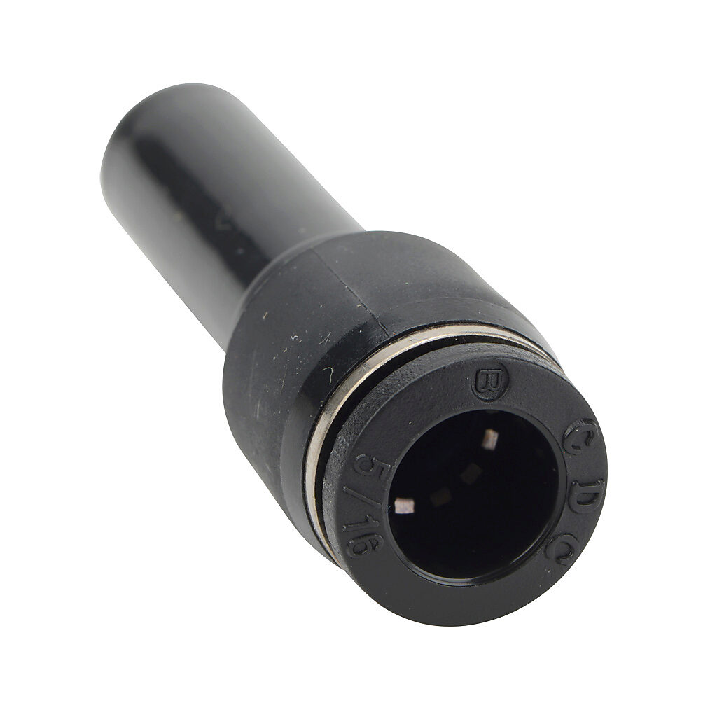 PR38-516 - NITRA pneumatic push-to-connect fitting, plug-in reducer, thermoplastic (PBT) body, (1) 3/8in plug-in to (1) 5/16in (8mm) push-to-connect. Package of 5.