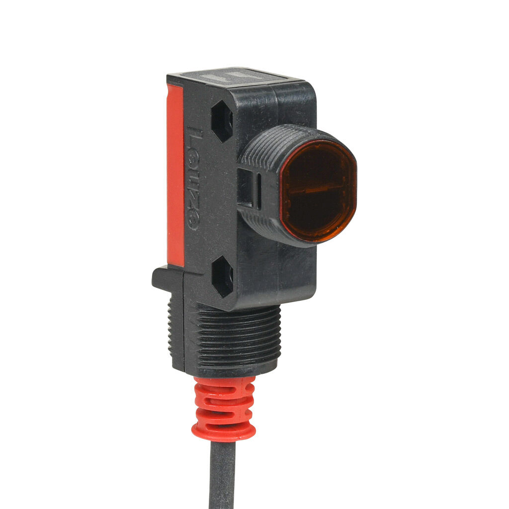 PRK28-2N-200-M12 - Leuze photoelectric sensor, rectangular, polarized retroreflective, visible red, 0.02-4.5m sensing distance, complementary light-on/dark-on, NPN, 4-wire, 4-pin M12 quick-disconnect.