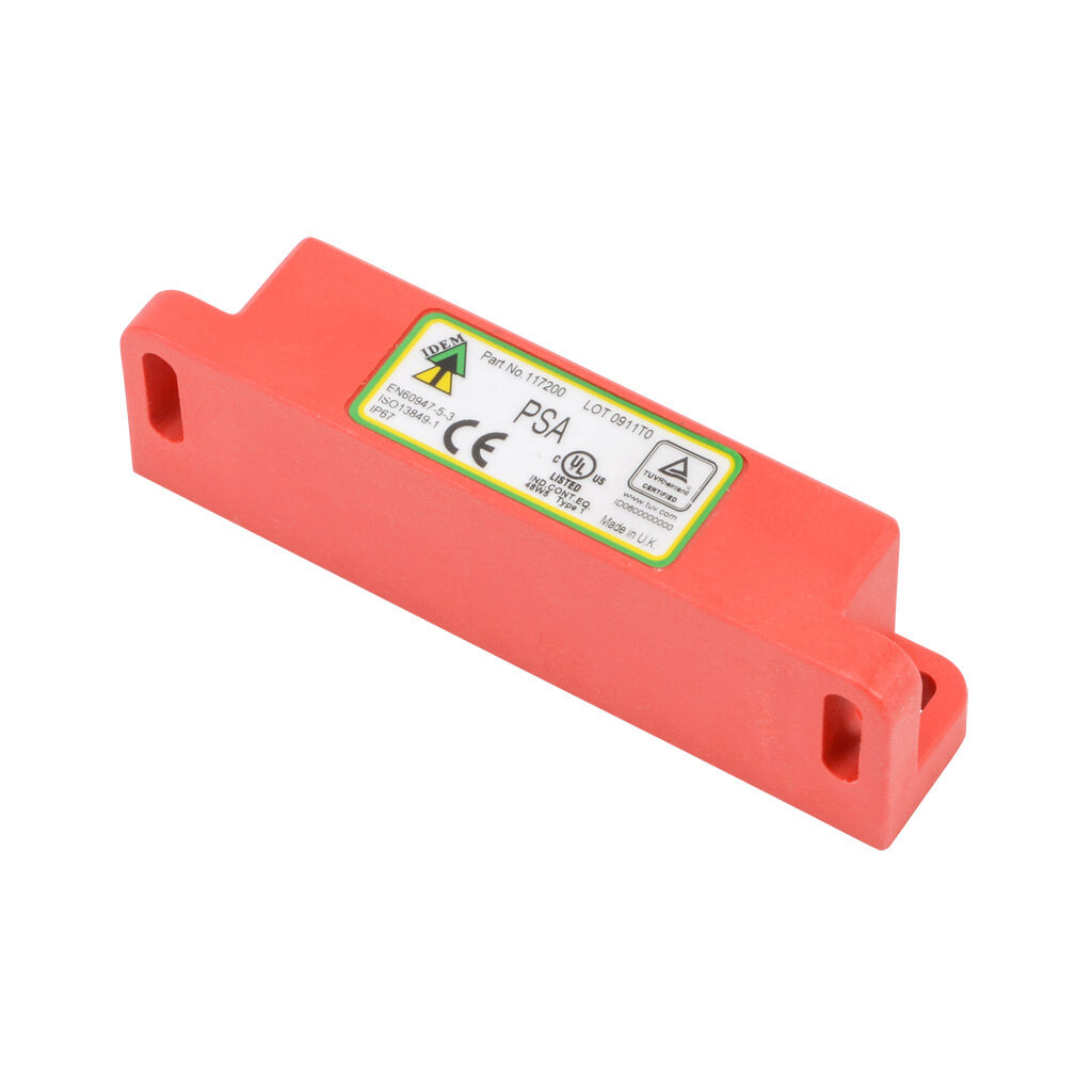 PSA-117200 - IDEM safety switch actuator, replacement, non-contact coded magnetic, polyester housing, 21mm x 95mm.