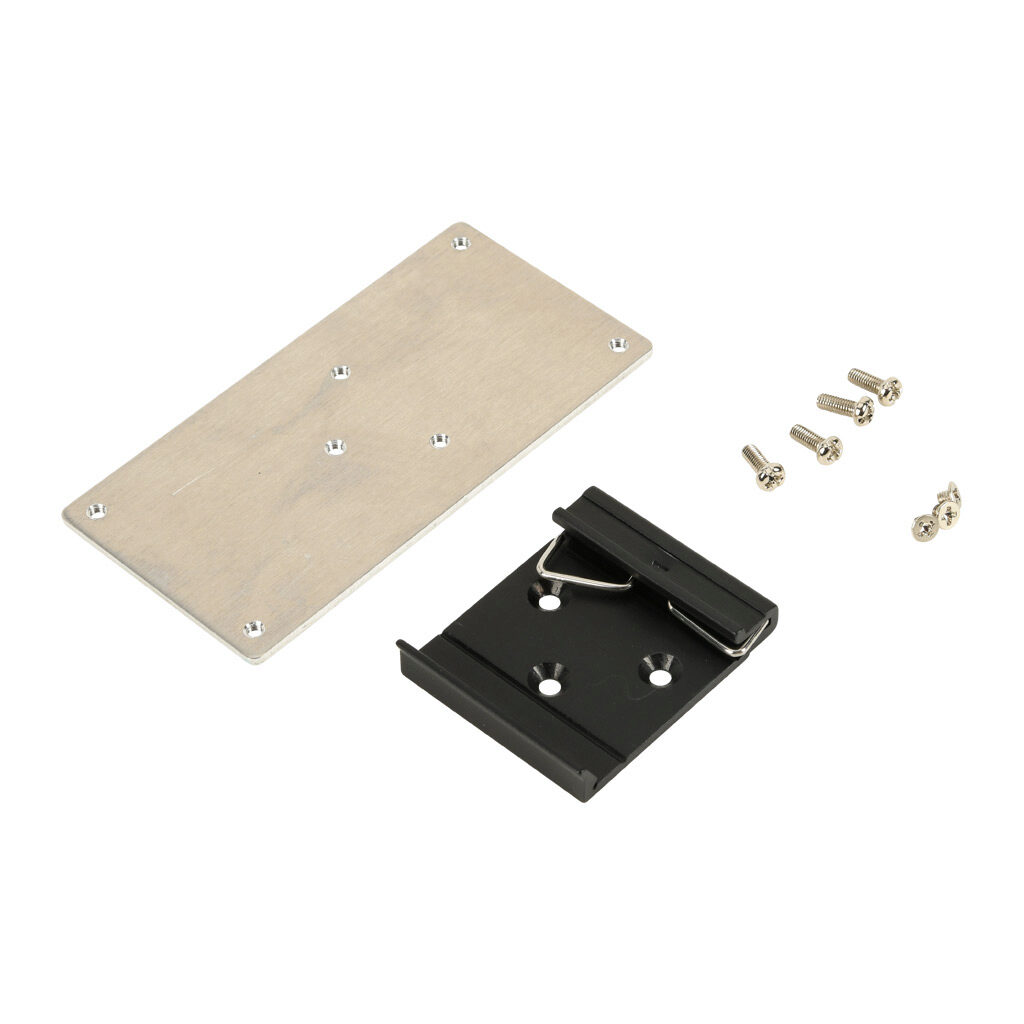 PSE-BRKT-50 - RHINO DIN rail mounting bracket, aluminum. For use with 50W PSE-S series encapsulated power supplies. Mounting hardware included.