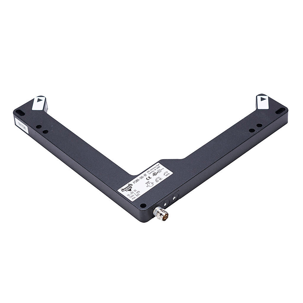 PSWR-0N-8F - AutomationDirect photoelectric sensor, L-frame, fork sensor, visible red, 0-160mm sensing distance, selectable light-on/dark-on, NPN, 10-30 VDC operating voltage, 150 x 159 x 12mm body, die-cast zinc, 3-pin M8 quick-disconnect.