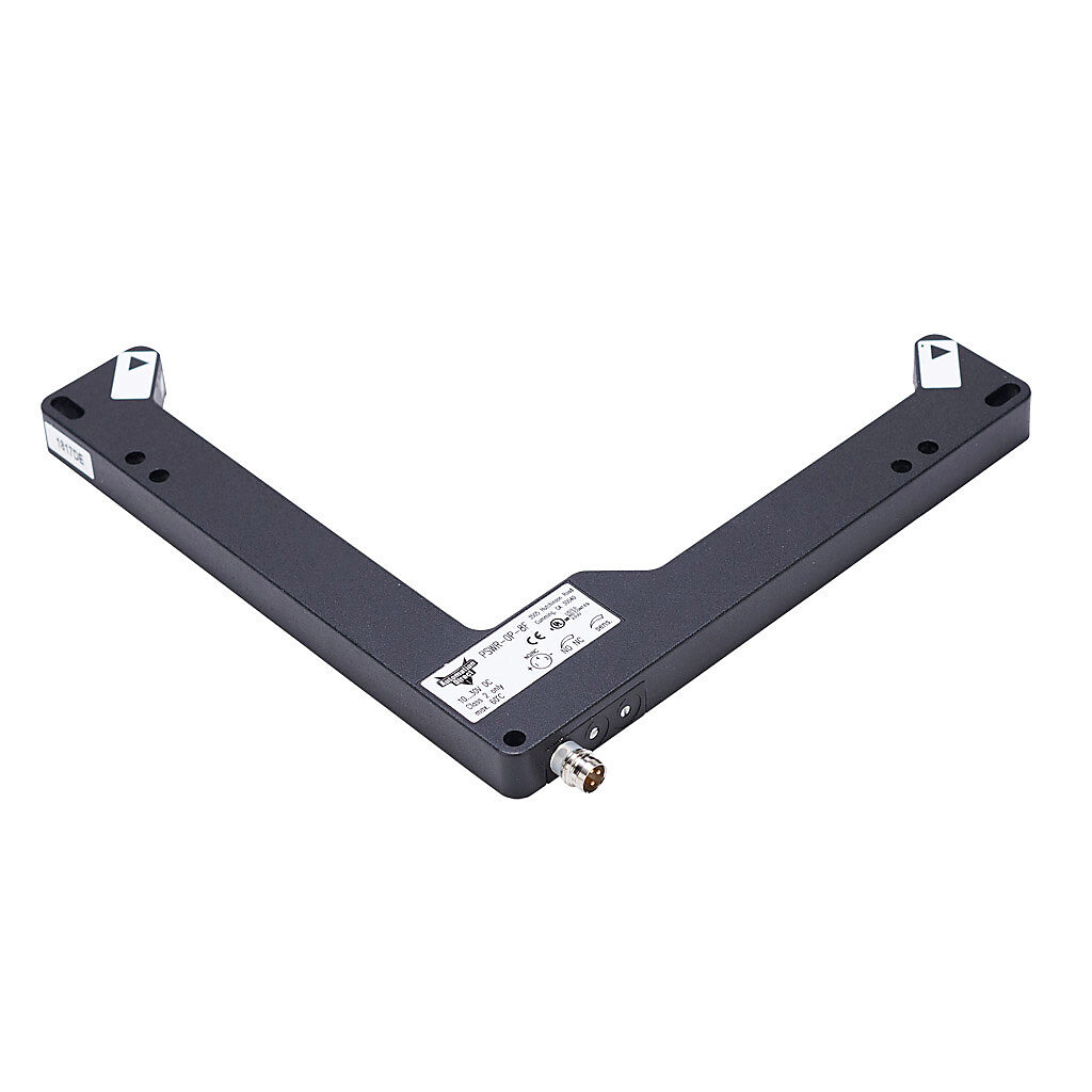 PSWR-0P-8F - AutomationDirect photoelectric sensor, L-frame, fork sensor, visible red, 0-160mm sensing distance, selectable light-on/dark-on, PNP, 10-30 VDC operating voltage, 150 x 159 x 12mm body, die-cast zinc, 3-pin M8 quick-disconnect.