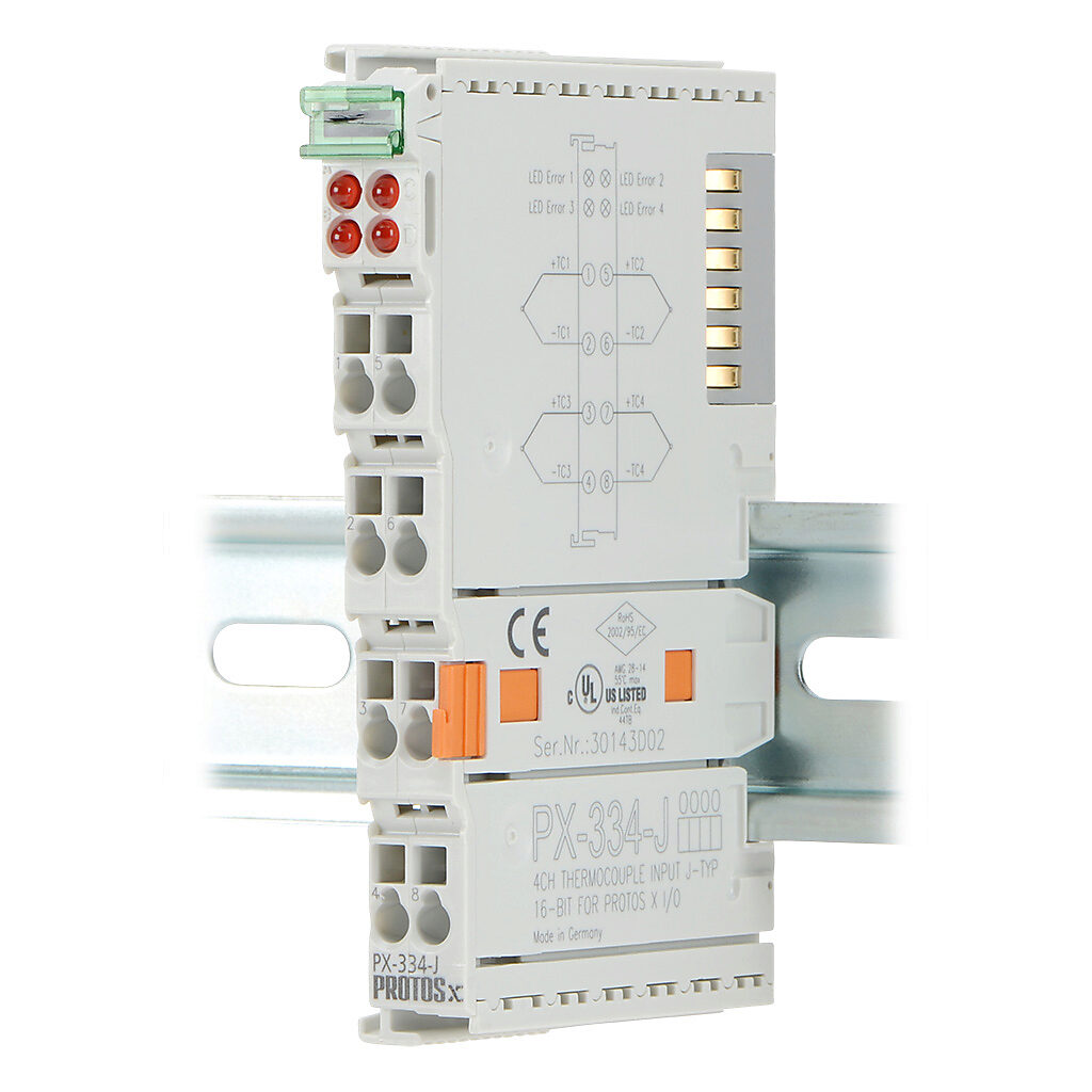 PX-334-J - Protos X temperature input terminal, thermocouple, 4-channel, 16-bit resolution, input thermocouple type(s): J.
