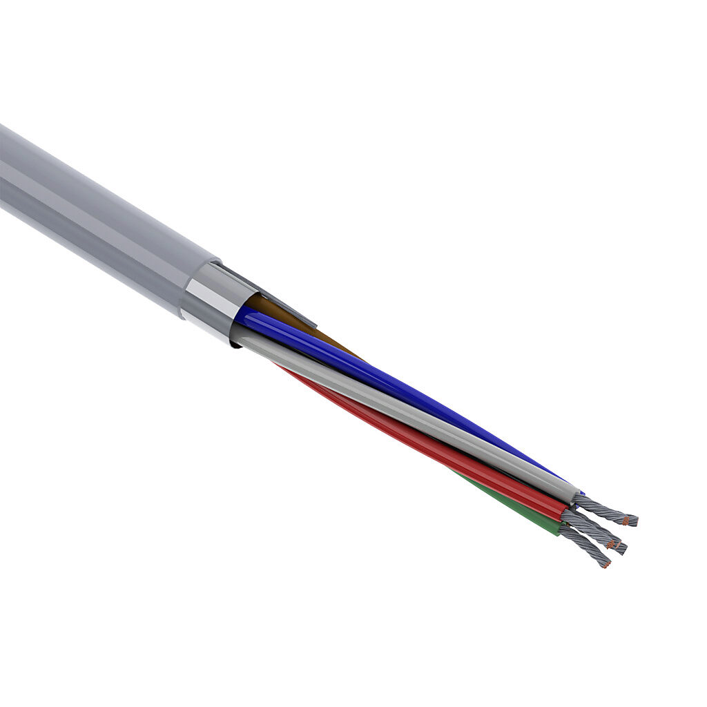 Q4177-1 - Quabbin control and signal cable, shielded, 6 conductors, 18 AWG, 16-stranded, tinned copper, PVC conductor insulation material, PVC jacket, gray, cut to length.