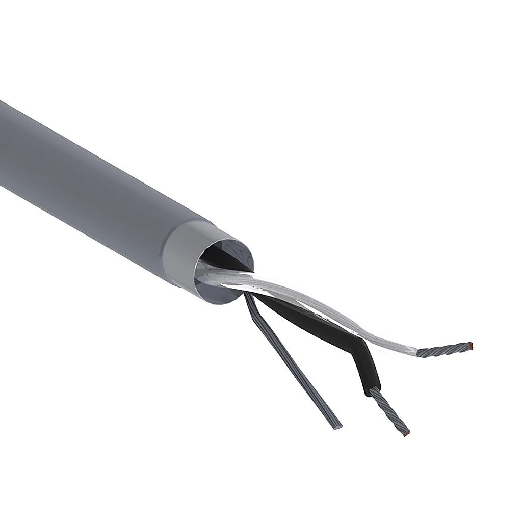 Q6140-1 - Quabbin control and signal cable, shielded, 2 conductors, 20 AWG, 7-stranded, tinned copper, PVC conductor insulation material, PVC jacket, gray, cut to length.