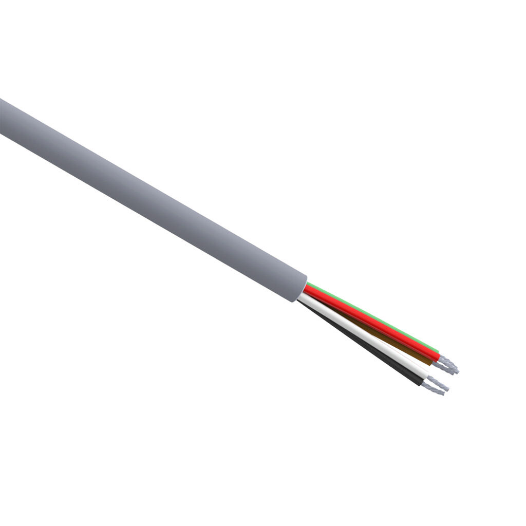 Q7131-1 - Quabbin control and signal cable, unshielded, 5 conductors, 22 AWG, 7-stranded, tinned copper, PVC conductor insulation material, PVC jacket, gray, cut to length.