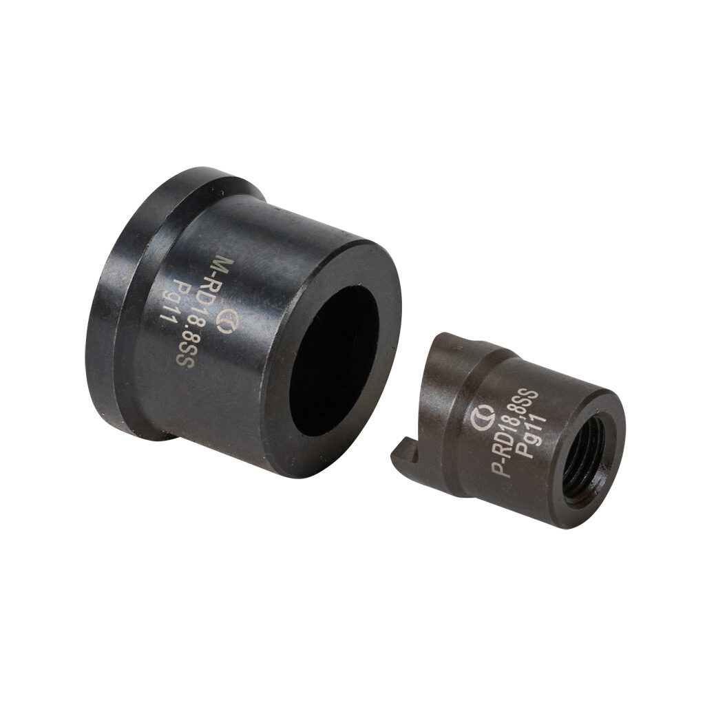 RD18.8SS - Cembre knockout punch and die, PG11. For use with 7/16in draw stud. Punch and die included.