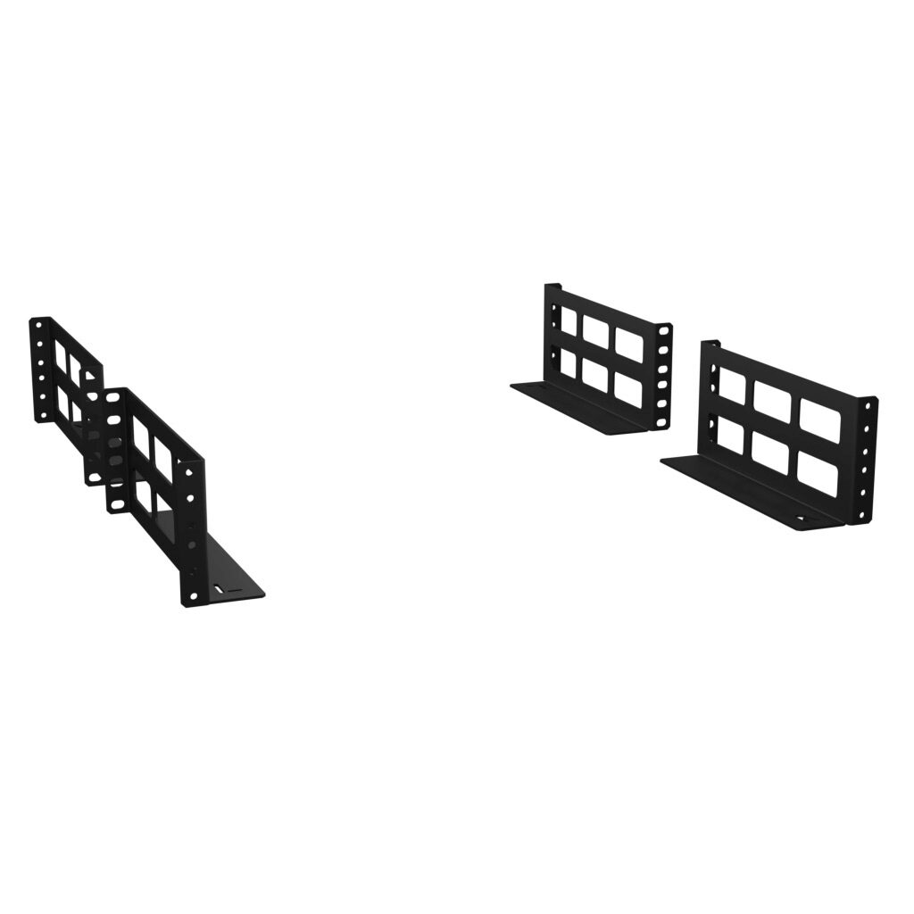 RDAB2U20 - Hammond two-post extension support bracket, 2U, 3.50x8.5in, carbon steel, black, powder coat finish. Package of 4.