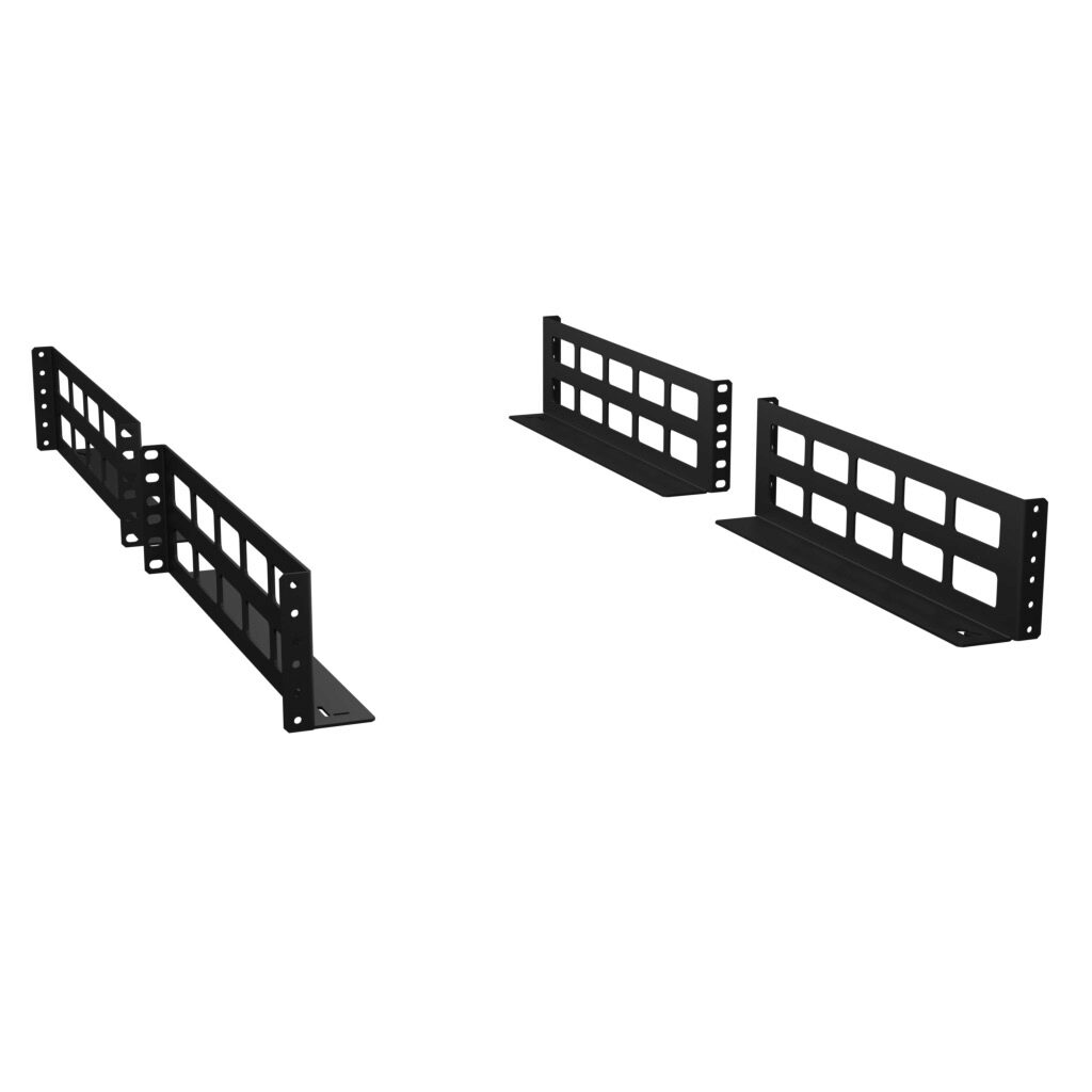 RDAB2U31 - Hammond two-post extension support bracket, 2U, 3.50x14in, carbon steel, black, powder coat finish. Package of 4.