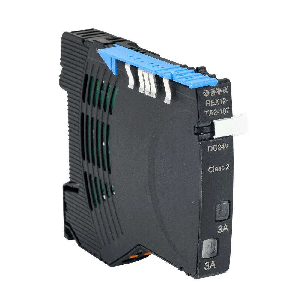 REX-TA2-24-3A-N - E-T-A REX series modular circuit protector, overcurrent protection, 3A, 24 VDC output, 2 independent channel(s), electronic, NEC Class 2, 35mm DIN rail mount.