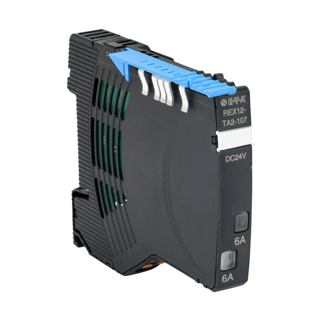 REX-TA2-24-6A - E-T-A REX series modular circuit protector, overcurrent protection, 6A, 24 VDC output, 2 independent channel(s), electronic, 35mm DIN rail mount.