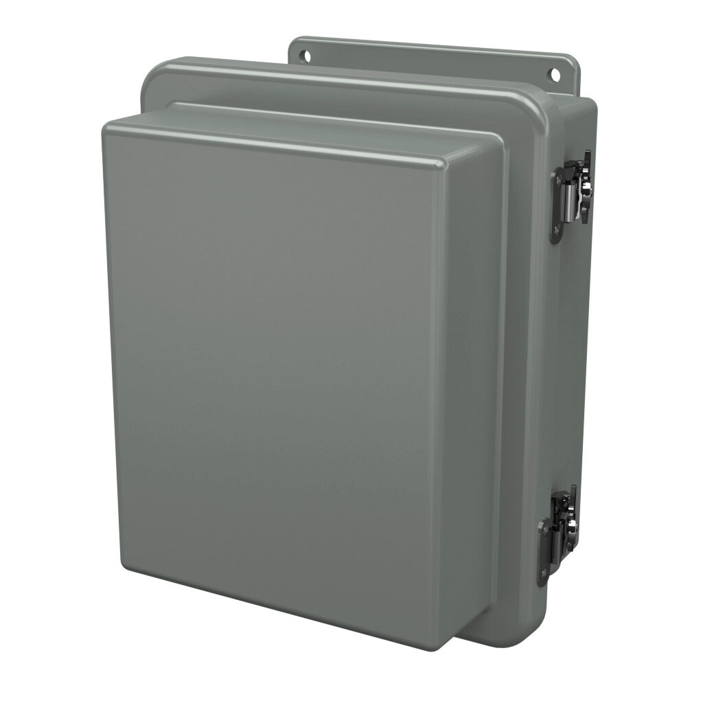 RJ1008HLL - Stahlin RJ series enclosure, NEMA 1/3R/4X/6P/12, 10 x 8 x 6in (HxWxD), wall mount, fiberglass reinforced polyester, gray, raised single-door, twist-lock latch, integral mounting flange.