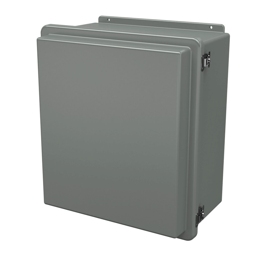 RJ1816HLL - Stahlin RJ series enclosure, NEMA 1/3R/4X/6P/12, 18 x 16 x 10in (HxWxD), wall mount, fiberglass reinforced polyester, gray, raised single-door, twist-lock latch, integral mounting flange.