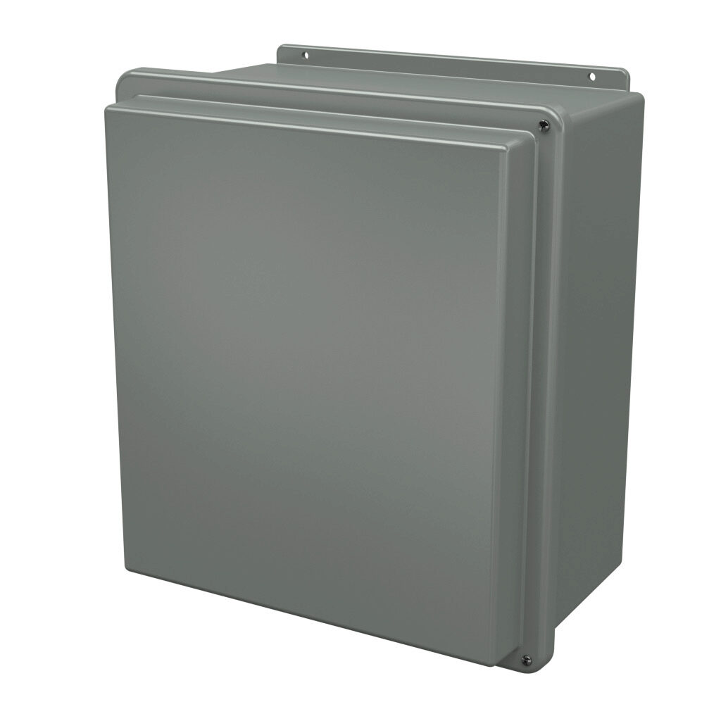 RJ1816HW - Stahlin RJ series enclosure, NEMA 1/3R/4X/6P/12, 18 x 16 x 10in (HxWxD), wall mount, fiberglass reinforced polyester, gray, raised hinged screw cover, integral mounting flange.