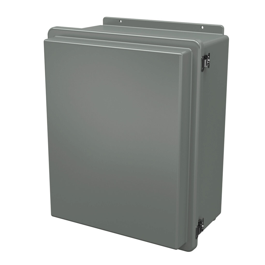 RJ2016HLL - Stahlin RJ series enclosure, NEMA 1/3R/4X/6P/12, 20 x 16 x 10in (HxWxD), wall mount, fiberglass reinforced polyester, gray, raised single-door, twist-lock latch, integral mounting flange.