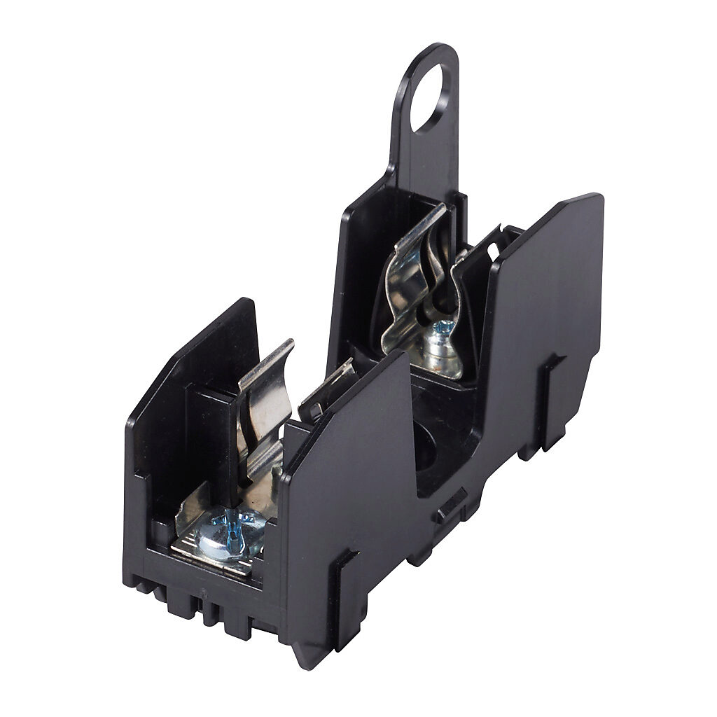 RM25030-1SR - Bussmann modular fuse block, accepts R fuses, 30A, 250V, 1-pole, 18-10 AWG copper only, screw with pressure plate, 35mm DIN rail or panel mount.